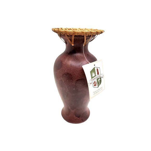 vintage greenbrier tradewind bay terra cotta with bamboo accent vase 8"h x 3.75" - Picture 9 of 11